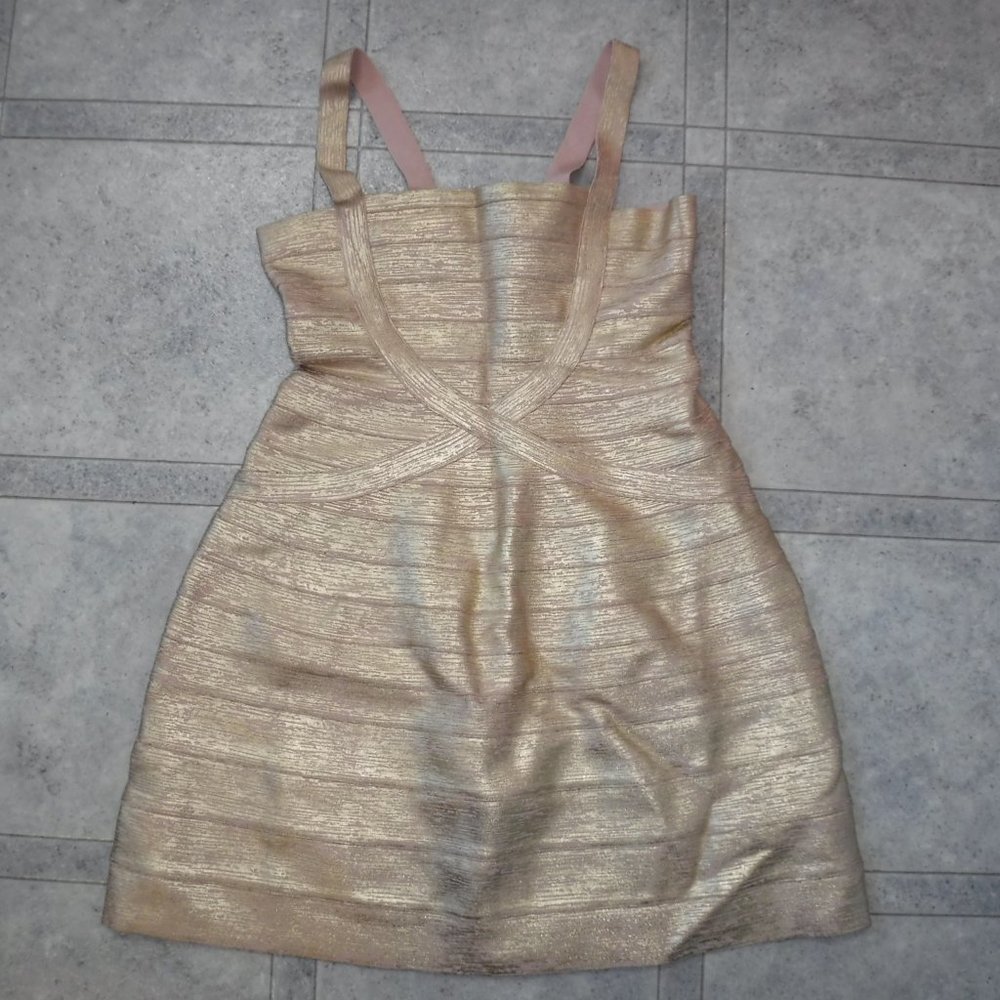 Gold Shimmer Bandage BodyCon Cocktail Dress